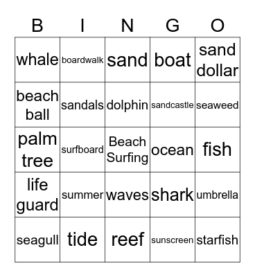 MDR Beach Bingo Card