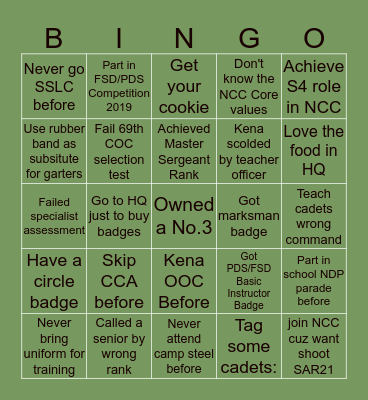 NCC Bingo Card