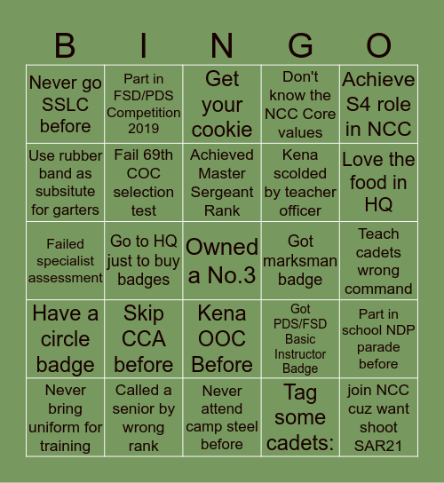 NCC Bingo Card