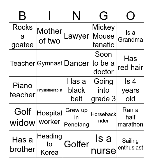 Parker Reunion Bingo Card