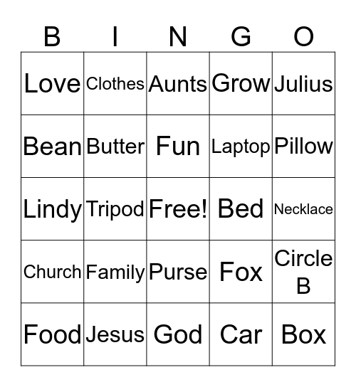 JFAM4LIFE Bingo Card