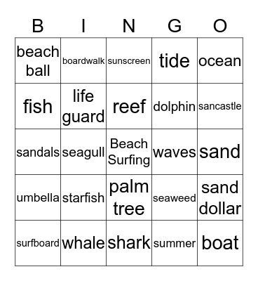 MDR Beach Bingo Card