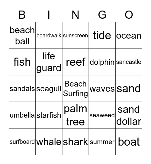 MDR Beach Bingo Card