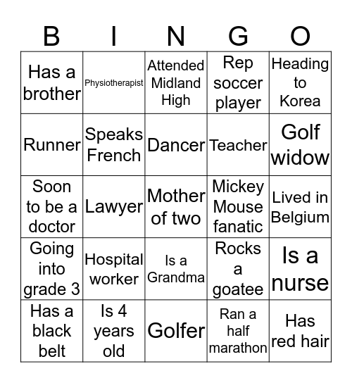 Parker Reunion Bingo Card