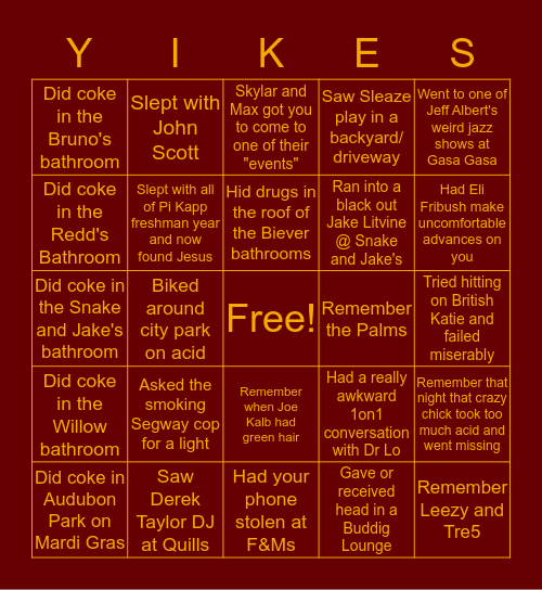 Loyola Class of 2020 Bingo Card