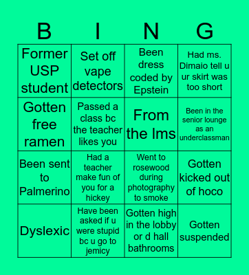 Jemicy Bingo Card