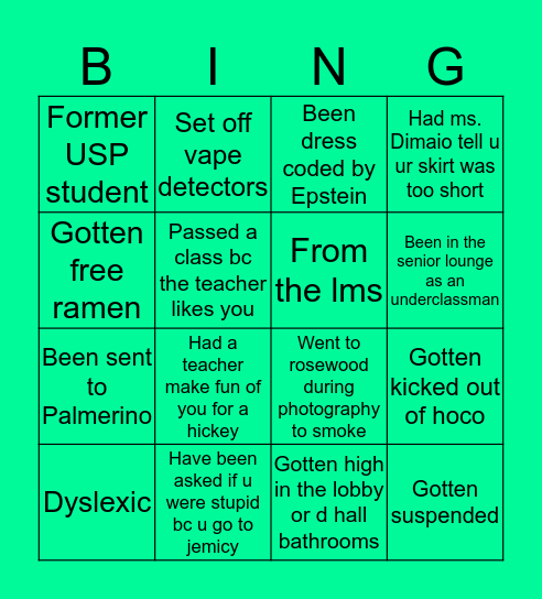 Jemicy Bingo Card