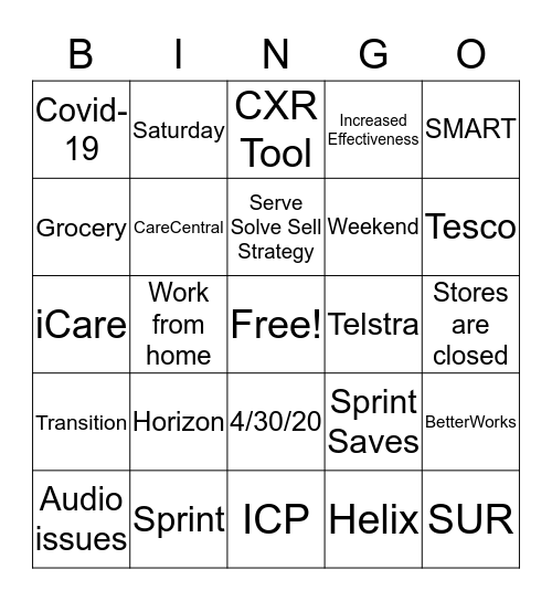 Certificate Bingo Card