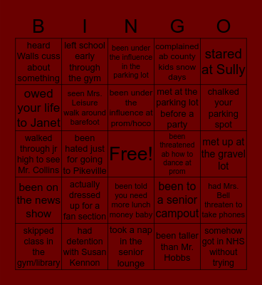 PIKEVILLE HIGH SCHOOL Bingo Card