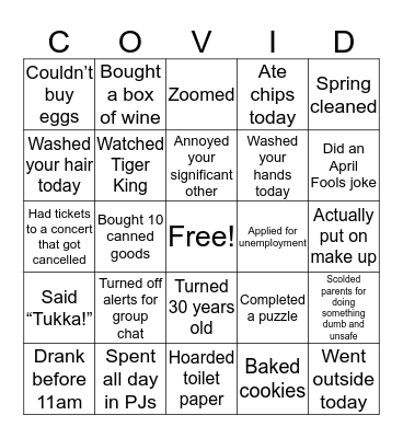 COVID-19 Bingo Card