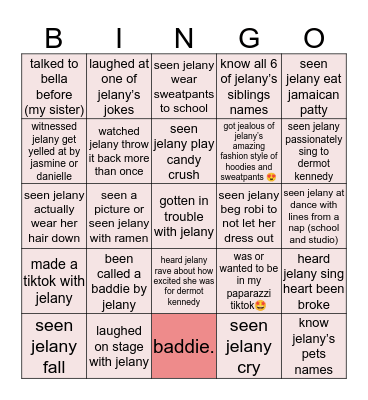 jelany bingo Card