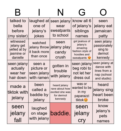 jelany bingo Card