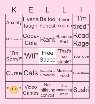 Kelli Bingo Card