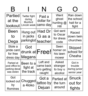 Munford/ MHS Bingo Card