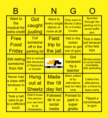 North Allegheny Graduate Bingo Card