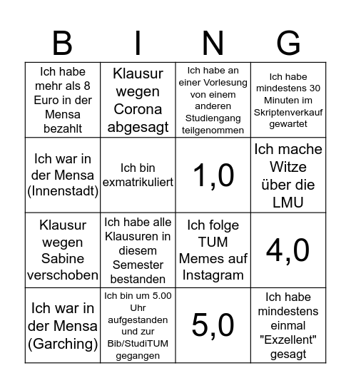 TU München Bingo Card