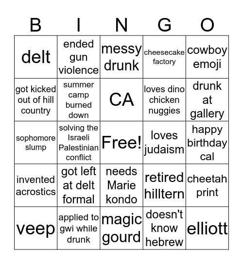 sami Bingo Card
