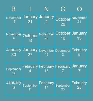 CBAC - Fact of the Day Bingo Card
