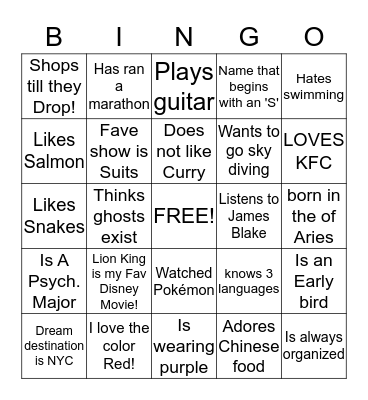 Let Me Break the Ice! Bingo Card