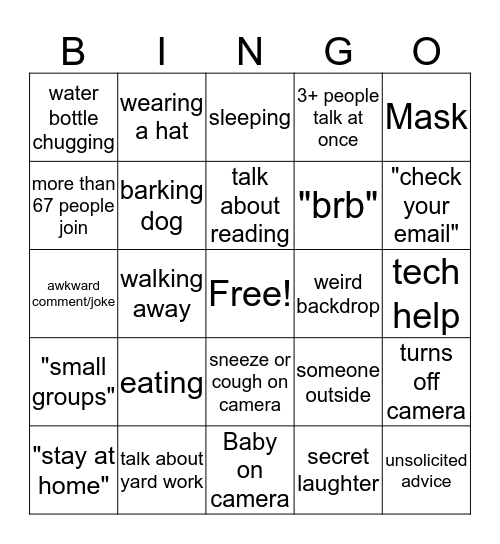 zoom Bingo Card