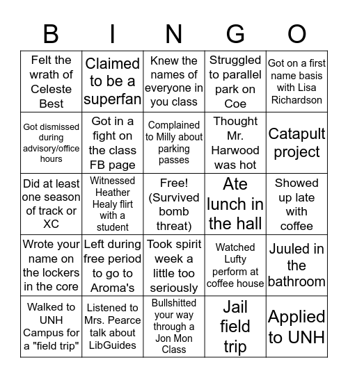 ORHS Bingo!!! Bingo Card