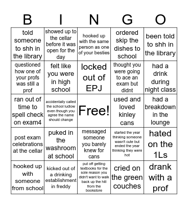 UNB LAW BINGO Card