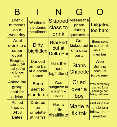 Pham Bingo Card