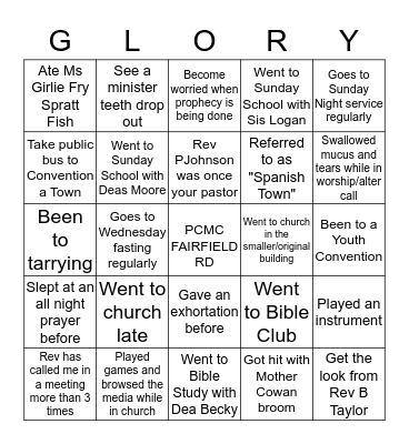 PCMC FAIRFIELD ROAD Bingo Card