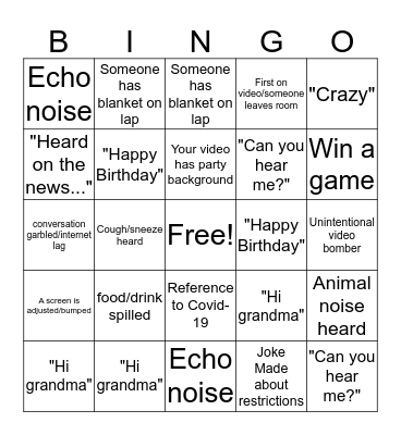 Birthday Party Zoom Bingo Card