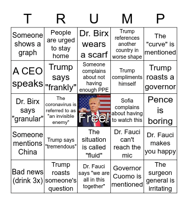 Keeping Up With the Trumps Bingo Card