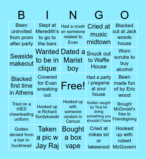SLAPPED Bingo Card