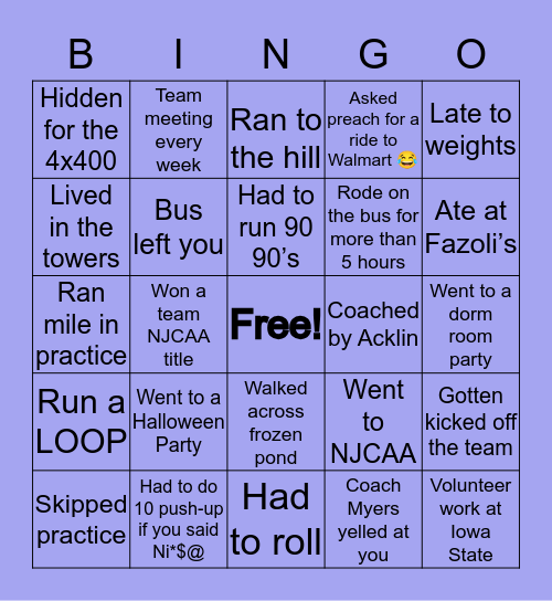 Iowa Central BINGO Card