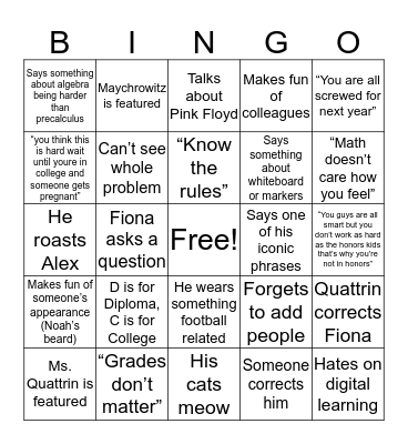 Quattrin Bingo Card