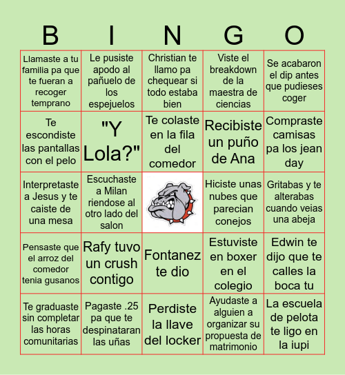 Rafymonkeybaby 2 Bingo Card