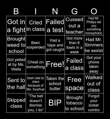 JFHMS BINGO Card