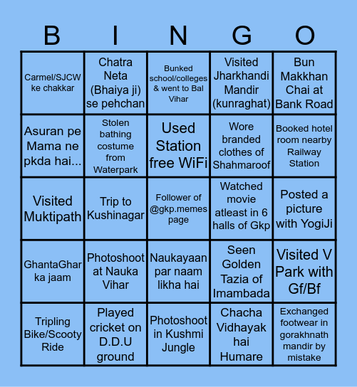 Gorakhpur Bingo Card