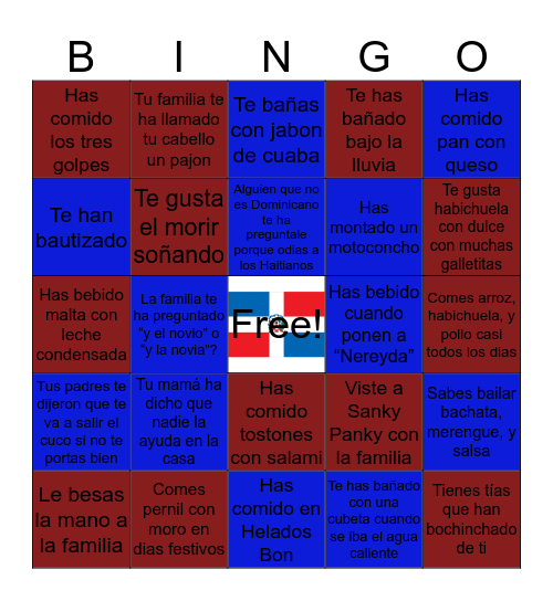 Bingo Dominicano Bingo Card