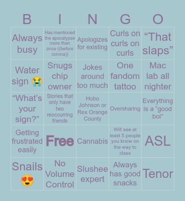 Gabbie Bingo Card