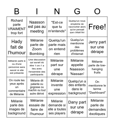 Daily meeting Bingo Card