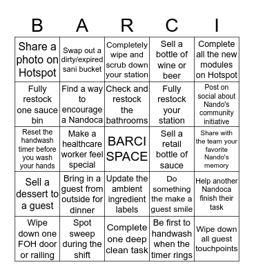 Barci Bingo Card