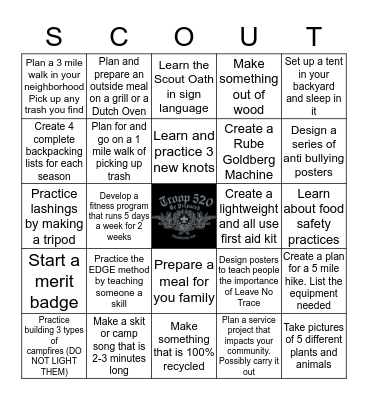 Scouts Bingo Card