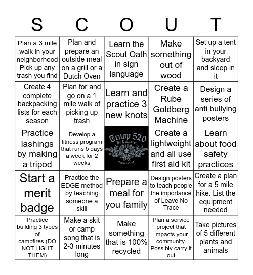 Scouts Bingo Card