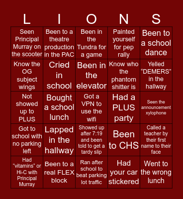 CHS Bingo Card