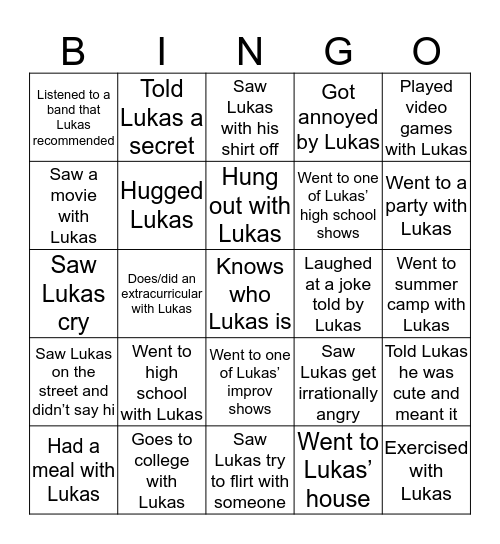 Lukas Ruschak Bingo Card