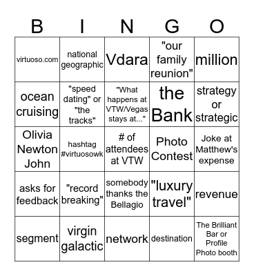 Virtuoso Week Gala 2014 Bingo Card