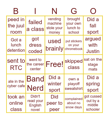Au Gres Sims Bingo Card