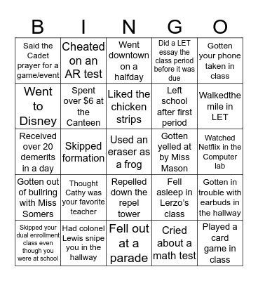 GMC BINGO Card