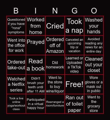 Quarantine Bingo! Bingo Card