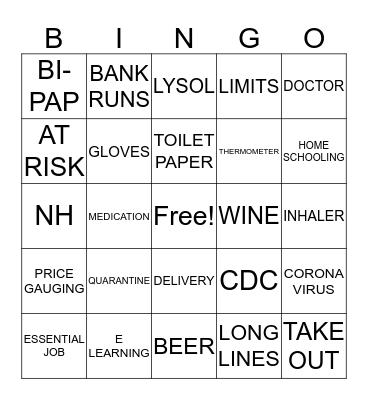 COVID-19 Bingo Card