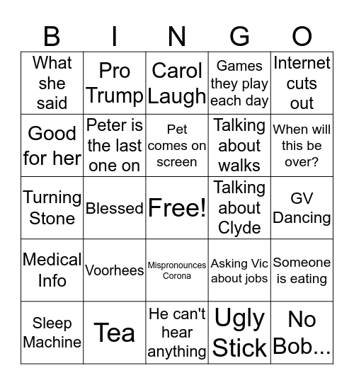 ZOOM Bingo Card